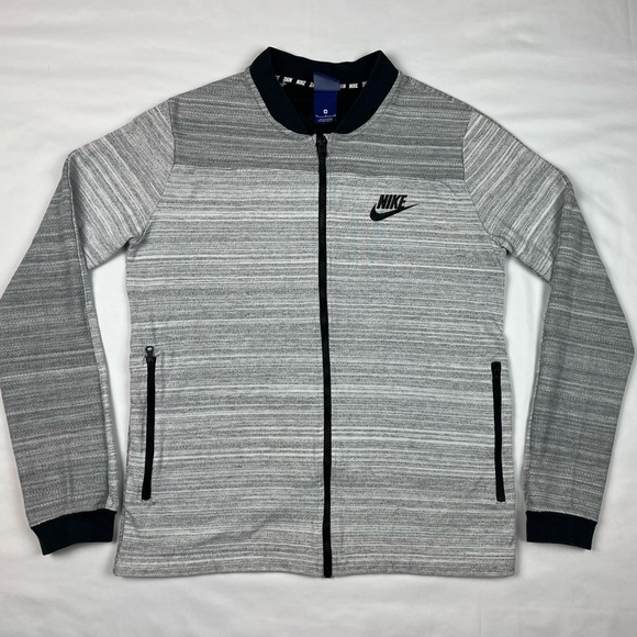 Nike Sportswear Mens Knit Bomber Jacket Sz Medium Advance 15 Grey Full Zip B1 - Picture 1 of 9